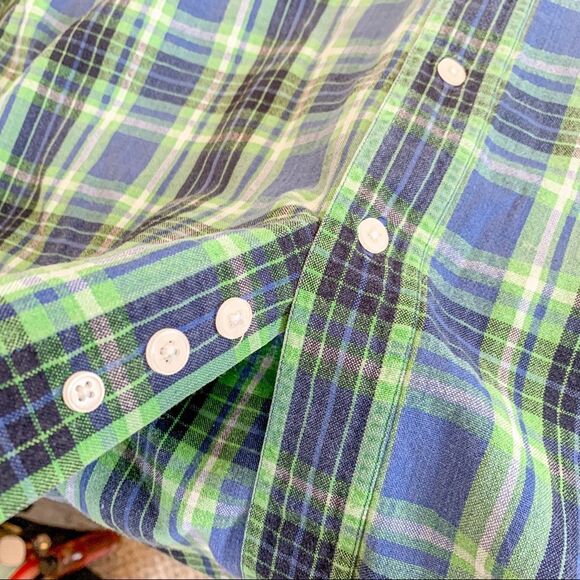 Roper Men’s Western Green & Blue Plaid Button Up Shirt Size Large - Picture 8 of 9